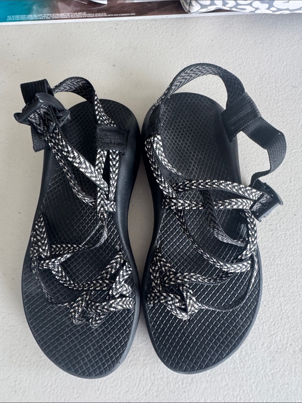 Chaco Black and White Rope-Strap Women's Sport Sandals